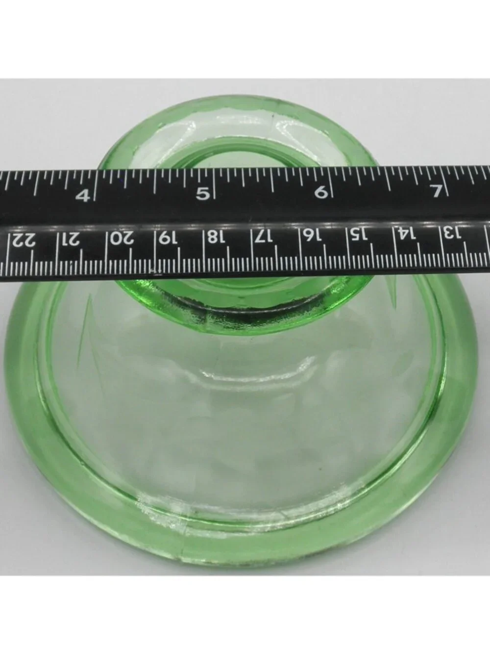 Etched Green Depression Glass Rolled Edge Console Bowl 2 Matching Candle Holders